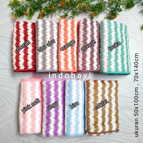 Handuk Mandi Bayi/Anak dan dewasa Microfiber Towel Motif ZigZag Lembut Daya Serap Tinggi